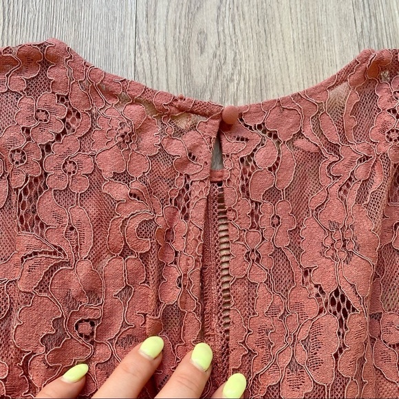 Francesca's Miami Dusty Pink/ Orange Lace Dress Long Sleeve - Picture 7 of 7
